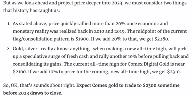 Commitment of Traders data, 2023 forecast 