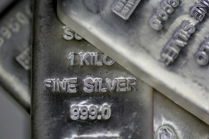 Images of silver bars overlayed on each other
