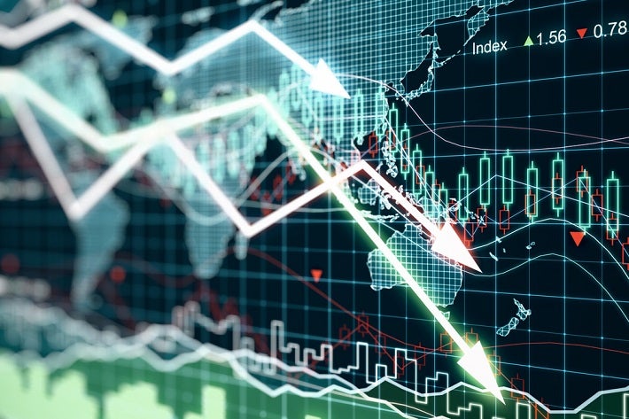 Image: Downward arrows on chart