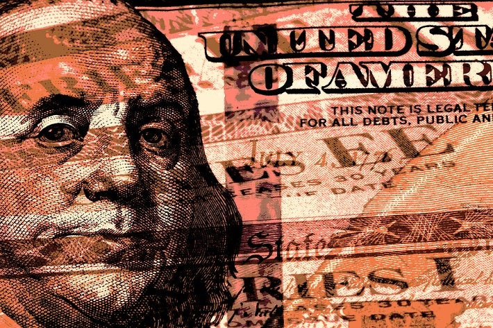 Image of Ben Franklin on the front of a American dollar bill