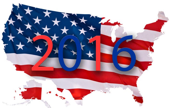 USA flag with 2016 on the front