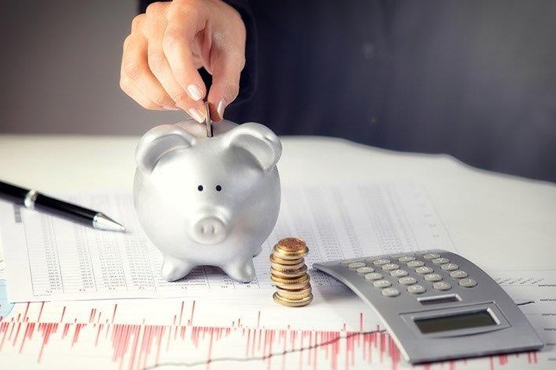 piggy bank and coins