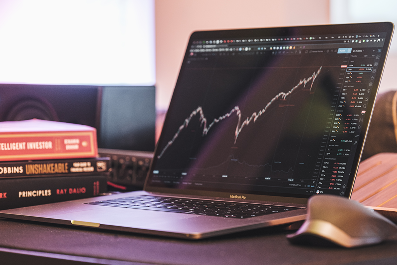 stocks on laptop