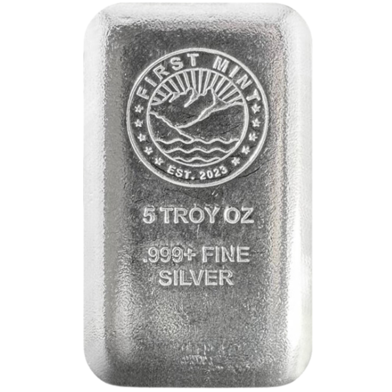 5 oz First Mint Cast Silver Bar