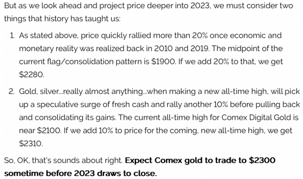 Craig Hemke's gold price prediction in January